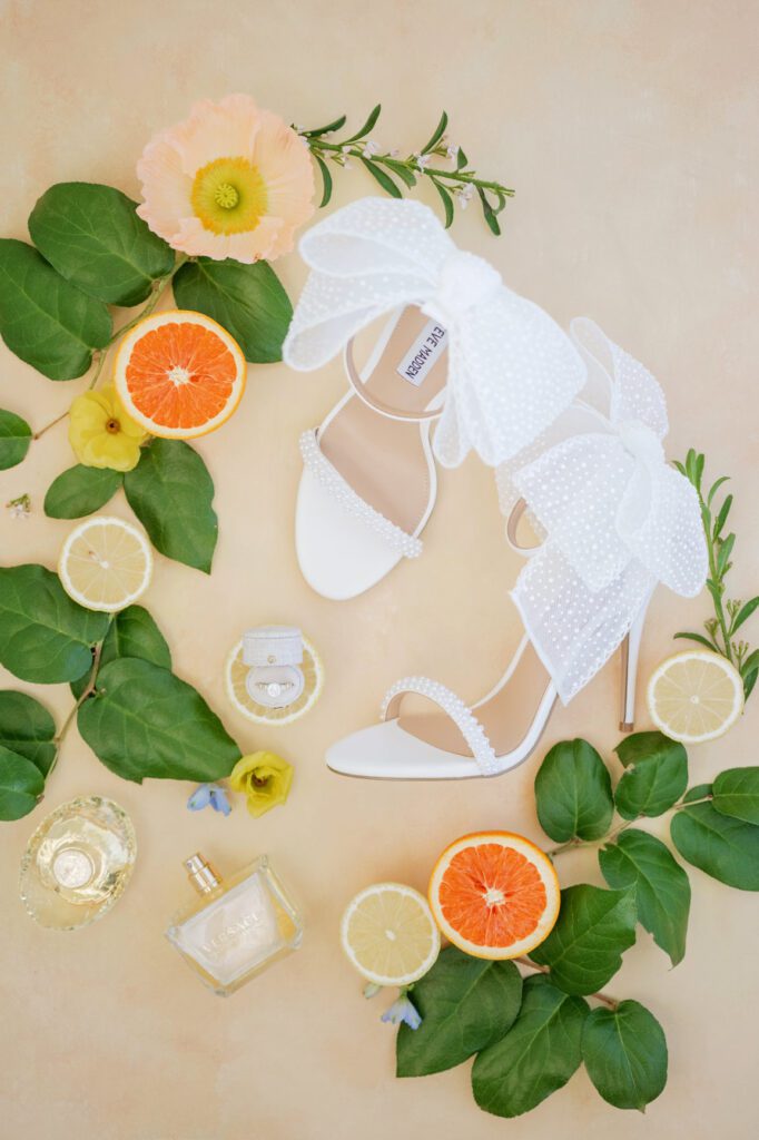 colorful wedding detail shots at hill house