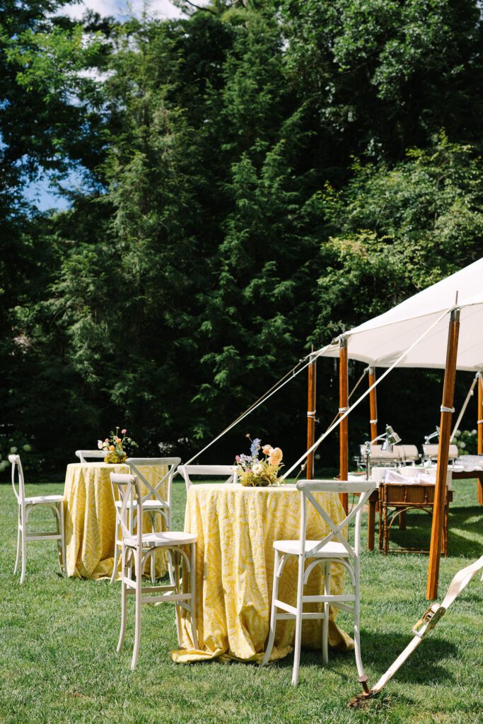 A wedding farewell brunch with a sailcoth tent