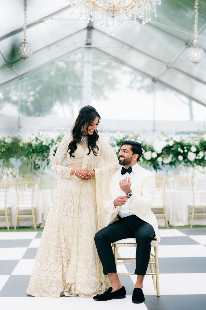 Indian wedding with checkered dance floor