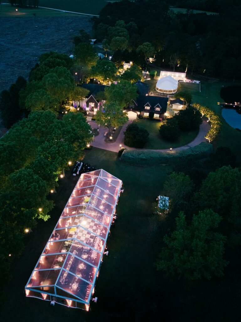 Cleartop tent on the lawn at Britton Manor
