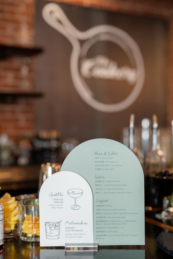 Bar menu at The Cookery