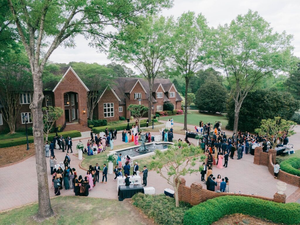 Guests gather for a wedding weekend at Britton Manor