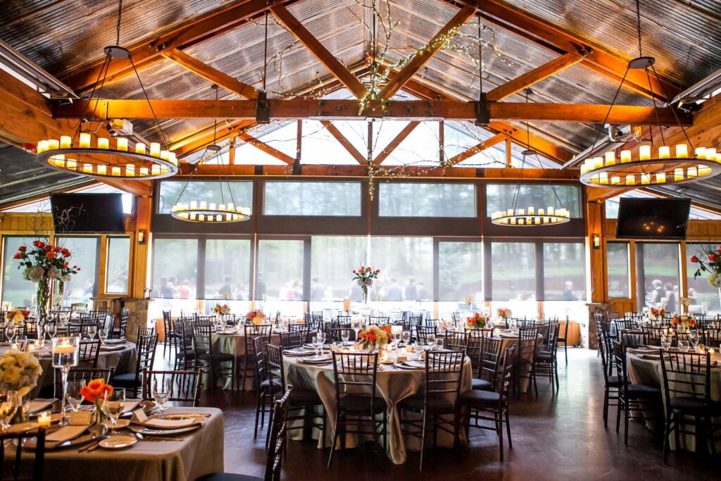 Wedding reception at the Angus Barn Pavilion, a wedding venue in Raleigh.
