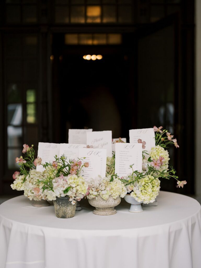 vintage hydrangea seating display