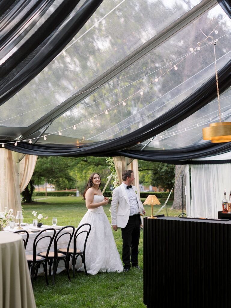 Bride and Groom reception reveal for tent designed by Significant Events