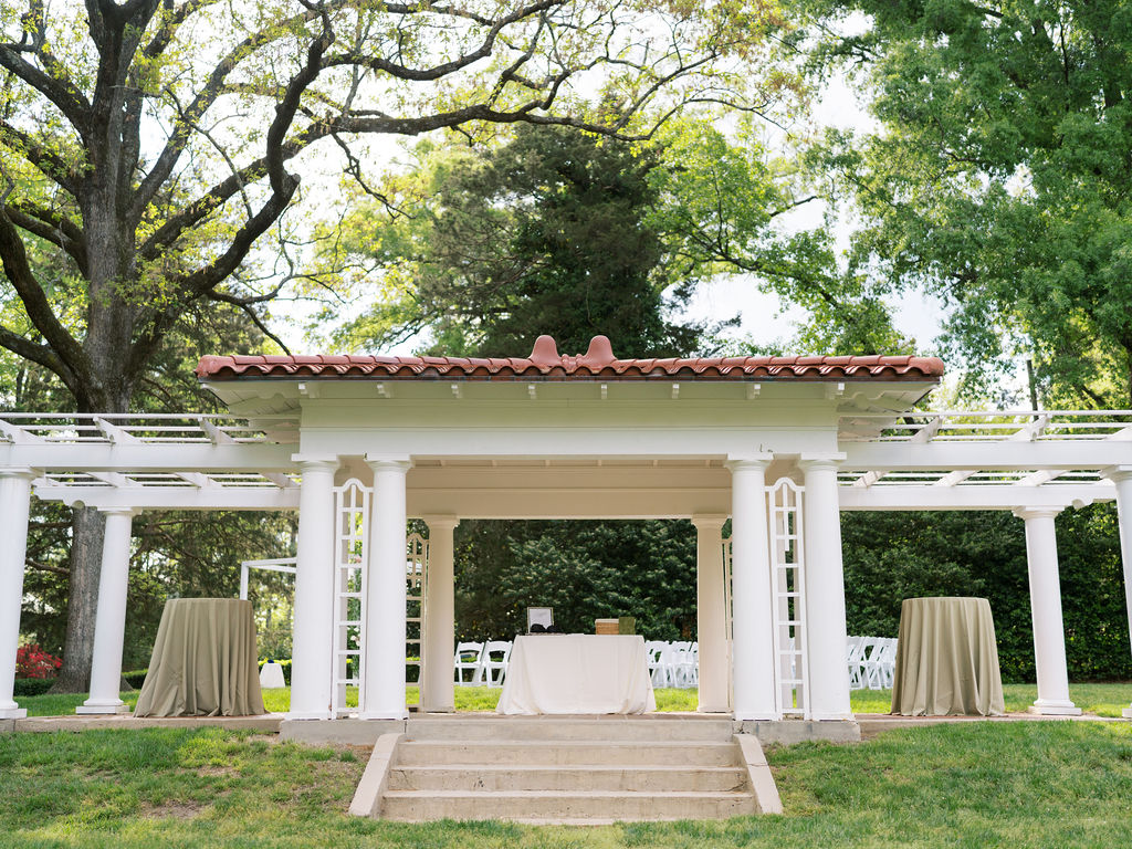 The gazebo with cocktail tables 